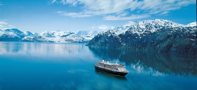 Holland America Eurodam cruising in Alaska near Glacier Bay.