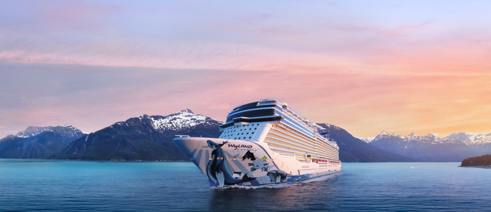 Norwegian Cruise Line Bliss cruising in Alaska.