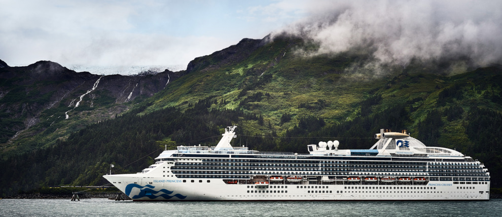 Princess Cruises Island Princess cruising in Alaska.