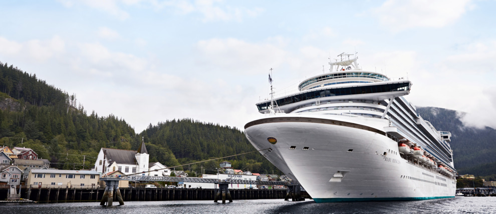 Princess Cruises Ruby Princess at the dock in Alaska.
