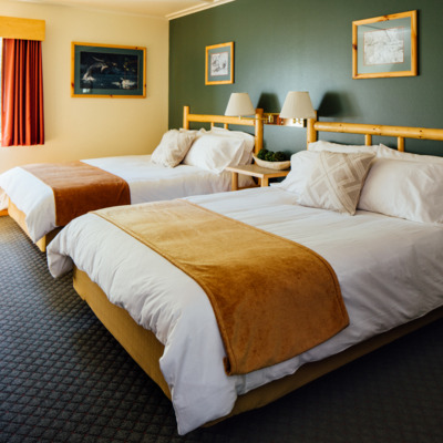 Standard double room at the Seward Windsong Lodge.