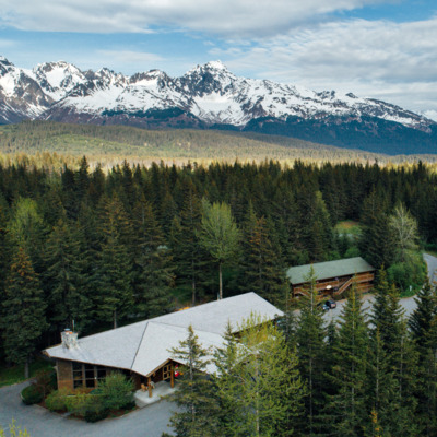 Aerial view of Seward Windsong Lodge.