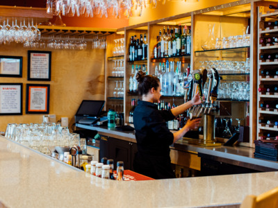 Featured wine and craft beers at the Base Camp Lounge.