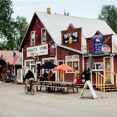 Shops and restaurants along main street in downtown Talkeetna.  Shops and restaurants along main street in downtown Talkeetna.