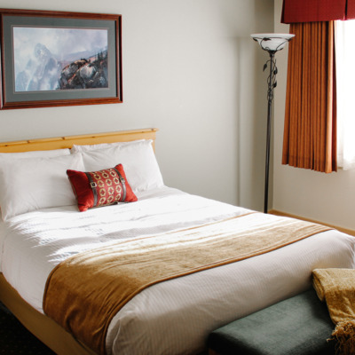 Standard room with king bed at Talkeetna Alaska Lodge. 