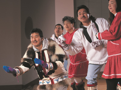 Alaska Natives demonstrate traditional dances in the Gathering Place. Alaska Natives demonstrate traditional dances in the Gathering Place.