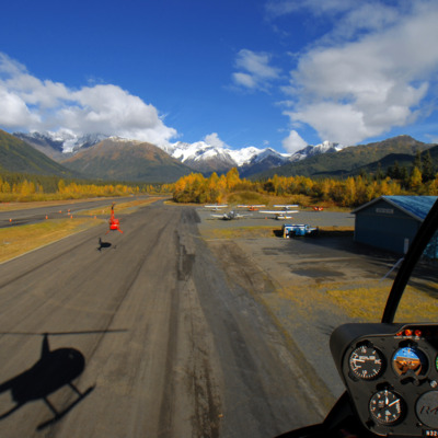 Take off from the Girdwood Airport.