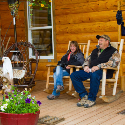 Outdoor seating around the Kantisha Roadhouse. 