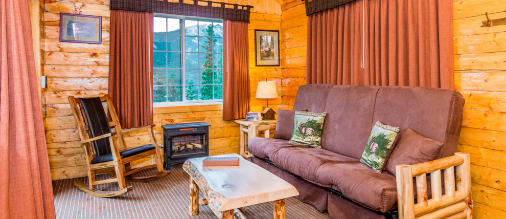 Interior of Grande Denali Lodge cabin. Interior of Grande Denali Lodge cabin.
