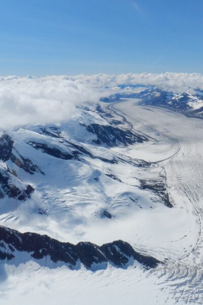 Aerial shot of Ruth Glacier from a Talkeetna flightseeing trip.