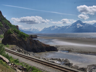 Shot from aboard the Alaska Railroad on its way from Anchorage to Seward.