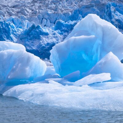 Gorgeous blue icebergs in Glacier Bay National Park.