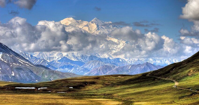 North and south peaks of Denali viewed from Stony Hill.