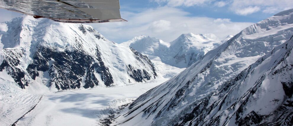 Snowy peaks seen from a flightseeing trip. Snowy peaks seen from a flightseeing trip.