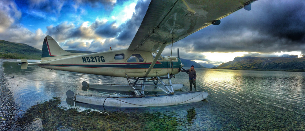 Group of fly fishers are dropped off at Kulik Lake in Katmai National Park.