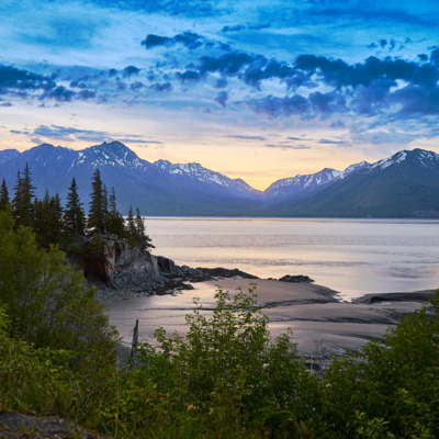 Sunset at 11 PM in Hope, Alaska.