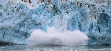 Hubbard Glacier calving seen from cruise ship.