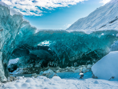 Magnificent ice cave on the Mendenhall Glacier in Juneau, Alaska.