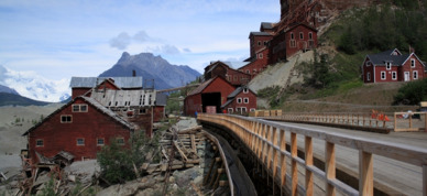 Shot of Kennecott abandoned mining camp near Valdez Alaska.