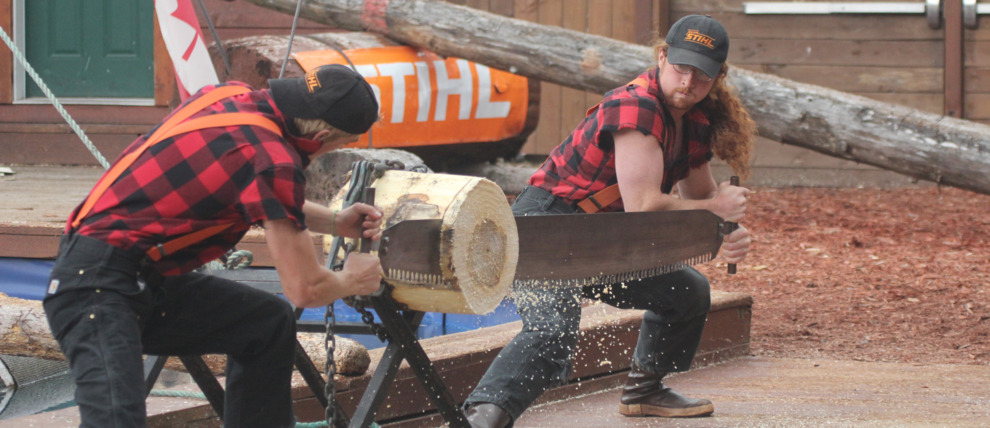 Action shot during the Great American Lumberjack Show in Ketchikan Alaska. Action shot during the Great American Lumberjack Show in Ketchikan Alaska.