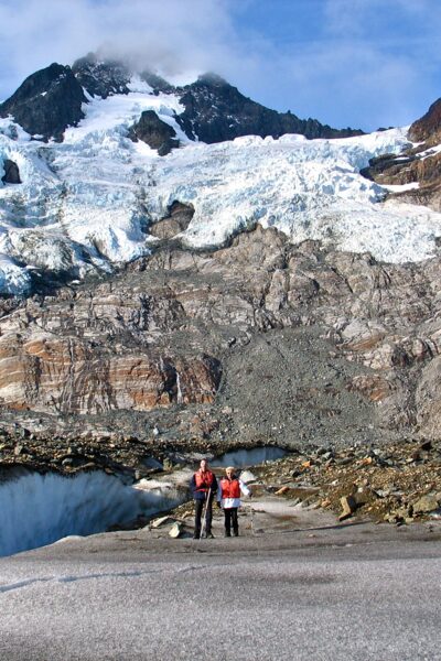 Standing in front of Meade Glacier in Skagway, Alaska.
