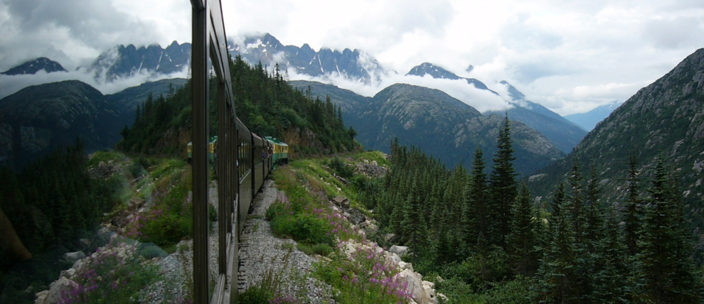 White Pass Railroad in route to Skagway Alaska.