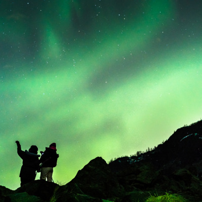 Enjoying the northern lights in Anchorage Alaska.