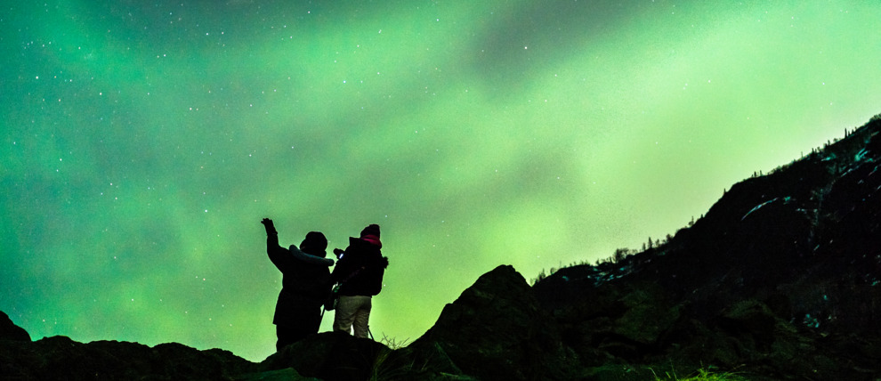 Enjoying the northern lights in Anchorage Alaska.