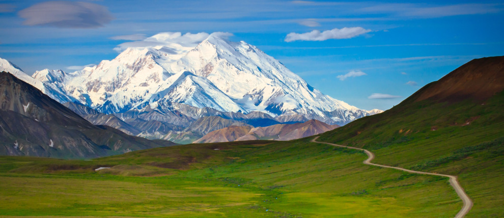 Beautiful view of Denali and the Park Road.