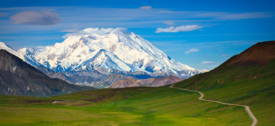 Beautiful view of Denali and the Park Road.