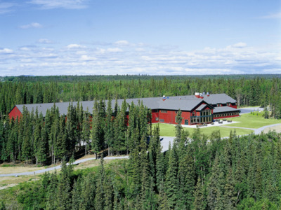 Aerial view of Copper River Princess Lodge.