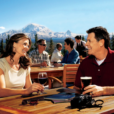 Guests enjoying outdoor patio at Lodge.