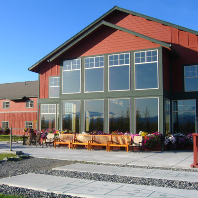 Outdoor patio at Copper River Princess Lodge.