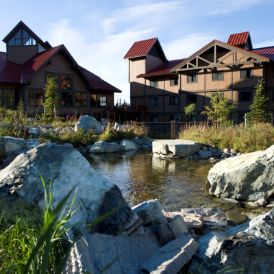 Outdoor guest area at Denali Princess Lodge. Outdoor guest area at Denali Princess Lodge.