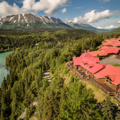 Aerial view of the Kenai Princess Lodge.