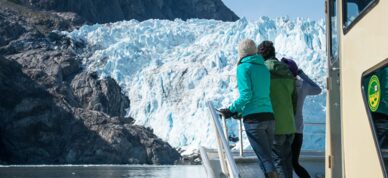 Day cruisers enjoying the views of a tidewater glacier.