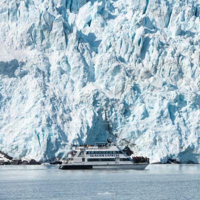 Glacier Express sitting in front of Aialik Glacier. Glacier Express sitting in front of Aialik Glacier.