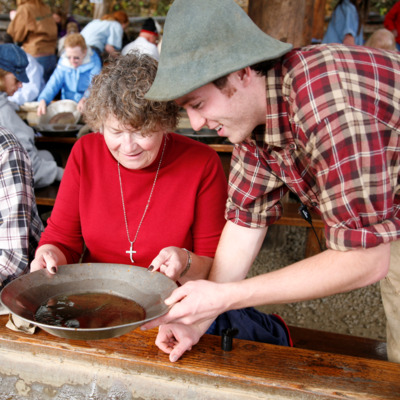 Experience the living history of gold prospectors in Alaska and then try to strike it rich during an interactive gold panning demo. Experience the living history of gold prospectors in Alaska and then try to strike it rich during an interactive gold panning demo.