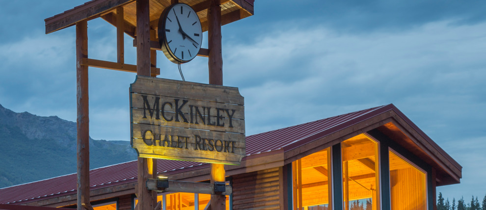 Entrance to Holland American Denali Lodge in Denali.