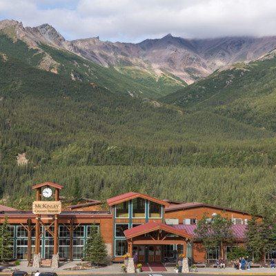Holland American Denali Lodge lies right out the entrance to Denali National Park.