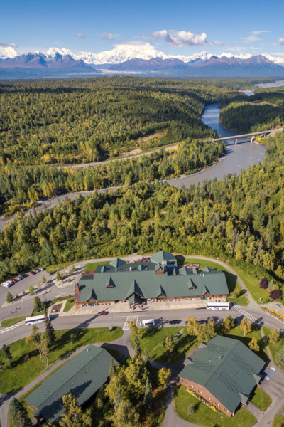 Aerial view of the McKinley Princess Lodge.