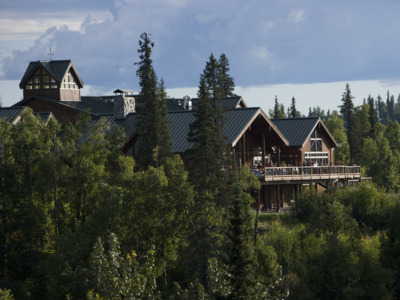 Guests can enjoy great views from the deck at McKinley Princess Lodge.