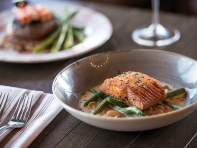 Enjoy a fine dining meal at the McKinley Princess Lodge.