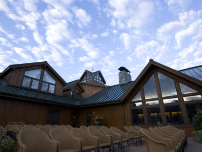 Outdoor guest deck for viewing of Denali.