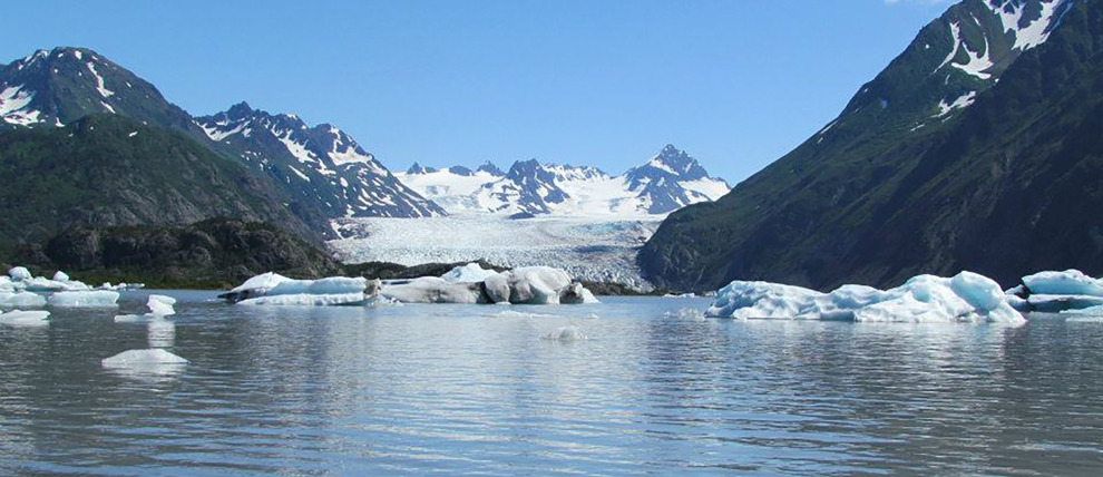 Lake filled with icebergs calved from Grewingk Glacier. Lake filled with icebergs calved from Grewingk Glacier.