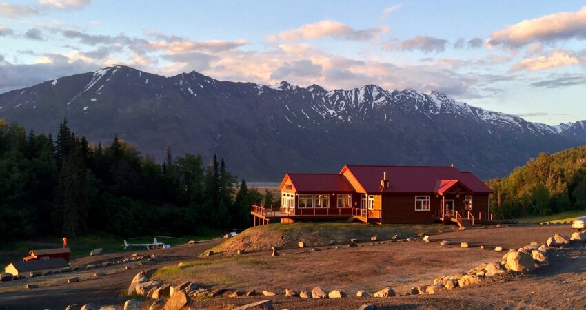 View of Knik River Lodge and valley.