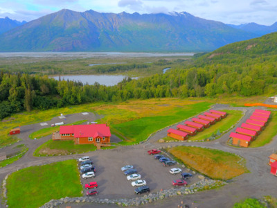 Aerial view of the Alaska Glacier Lodge.
