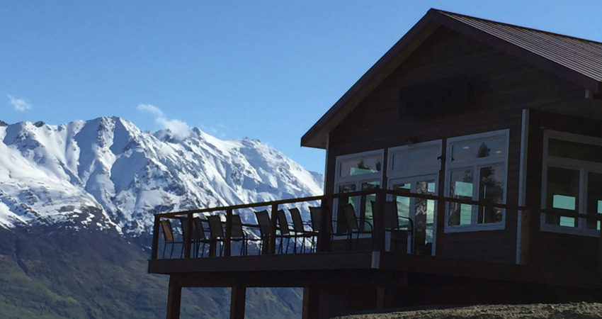 Enjoy a relaxing evening on the deck at the Alaska Glacier Lodge.