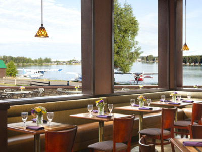 Enjoy views of Lake Hood from the Flying Machine restaurant. Enjoy views of Lake Hood from the Flying Machine restaurant.
