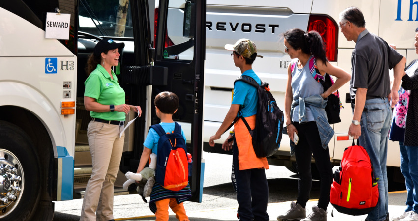 Get your family to your next destination using the Park Connection motorcoach.